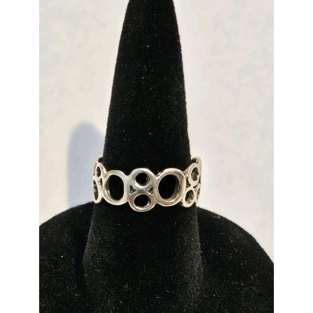 Size 3.5 Beautiful Sterling Silver 925 Circles Bubbles Ring